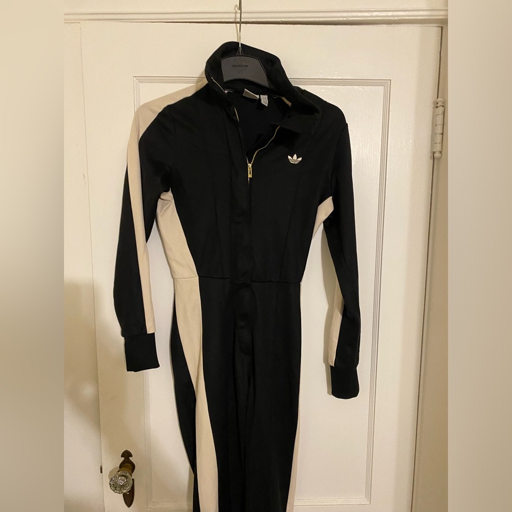 Adidas Black and Beige Jumpsuit